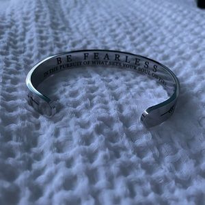 be fearless silver cuff bracelet